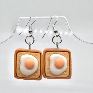 Eggs & Toast Earrings - Breakfast Earrings - Diner Earrings